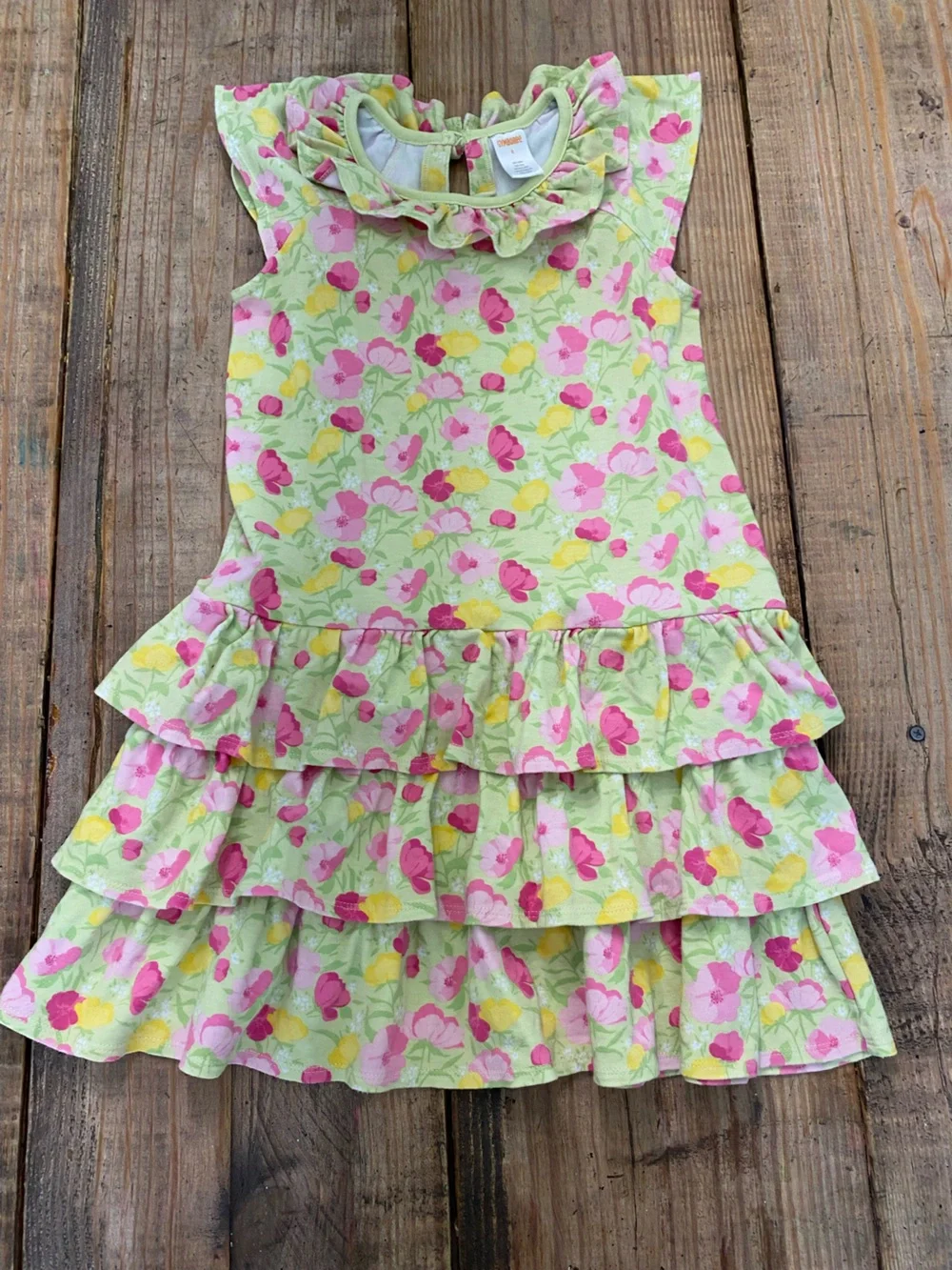 Gymboree Girl 8 Ruffle Tiered Floral Dress - Pink & Yellow for Kids